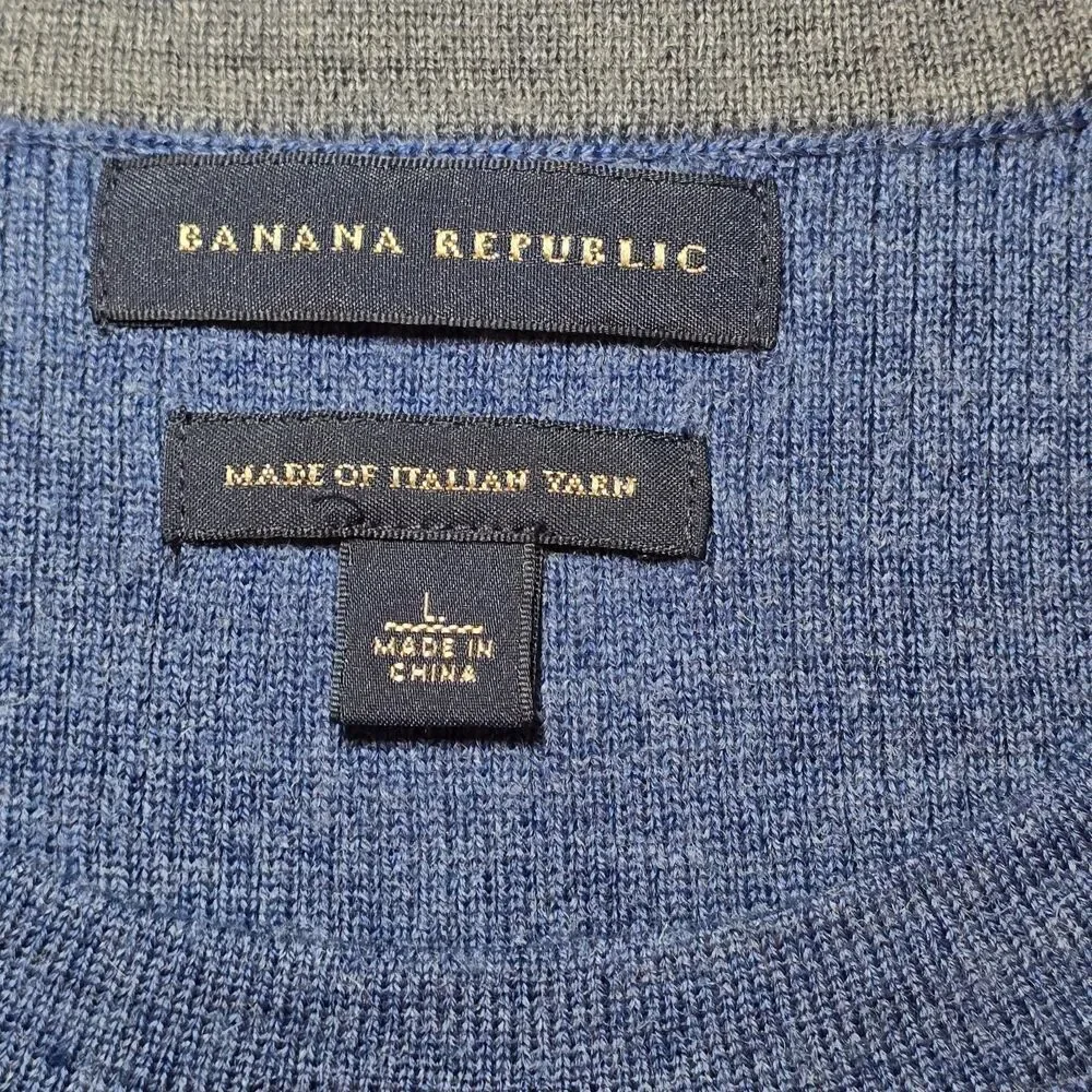 Banana Republic Mens Blue Grey Striped Lightweight Sweater Large